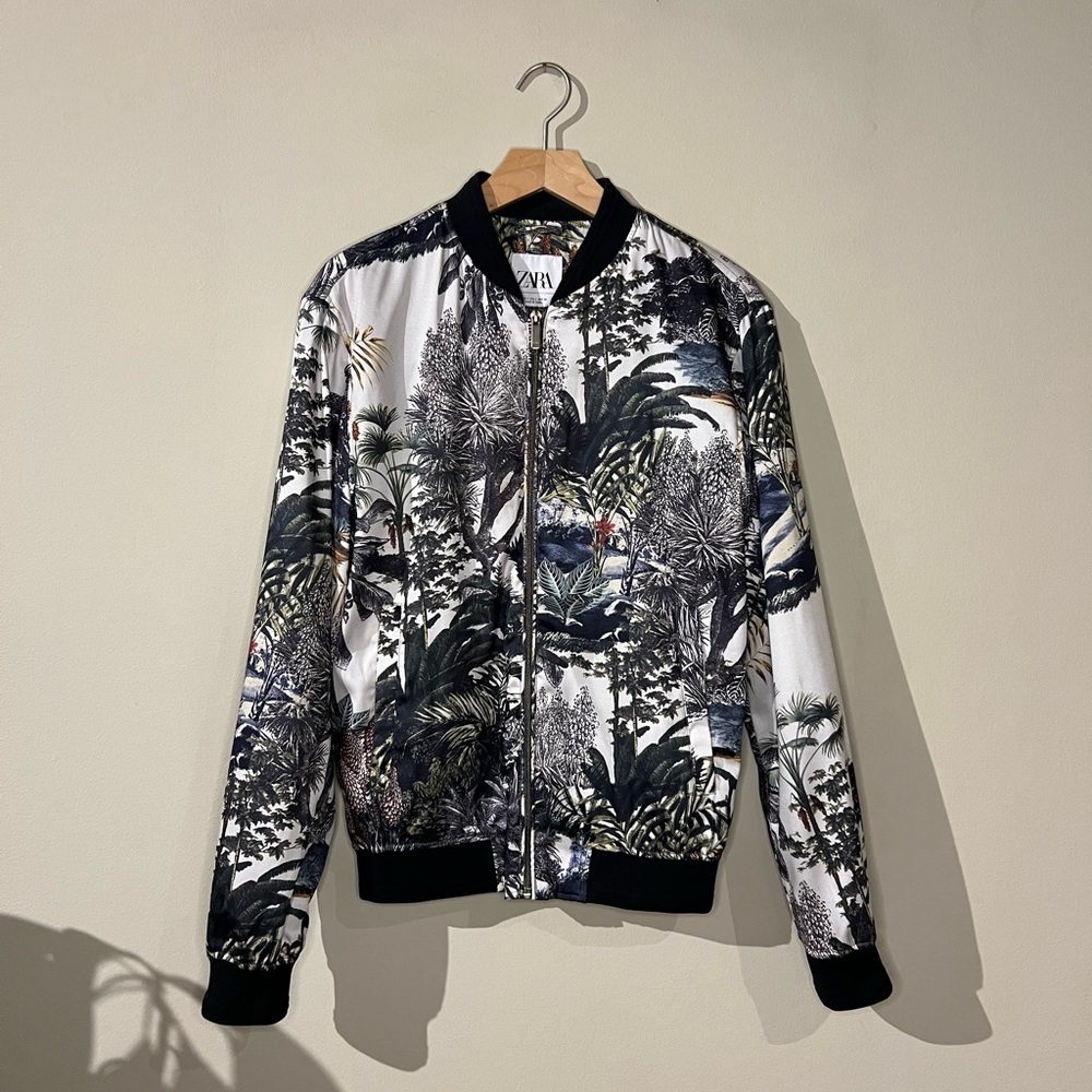 Zara Floral Sateen Bomber Jacket